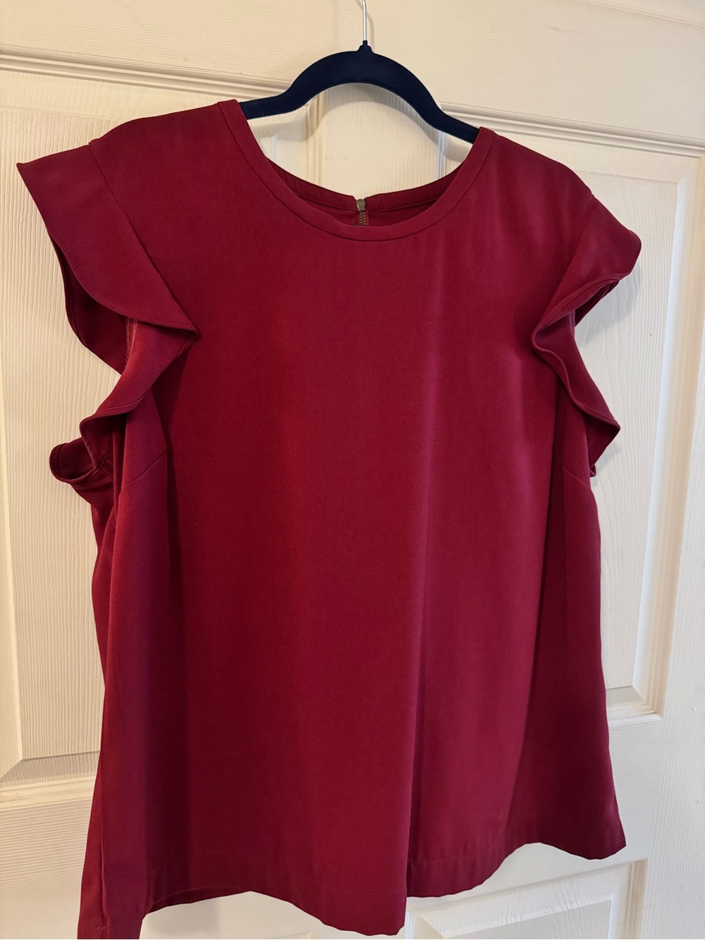 J. Crew Burgundy Ruffle Sleeve Blouse